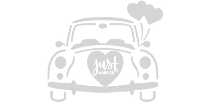 Wedding car just married silver