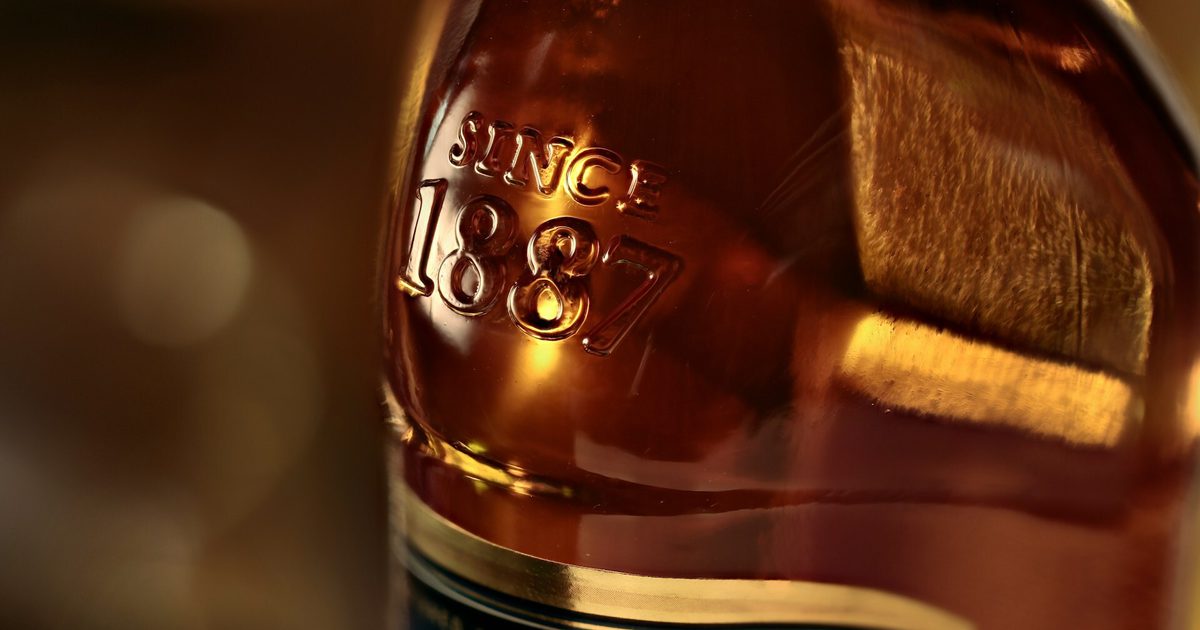Close up of the date on whisky bottle
