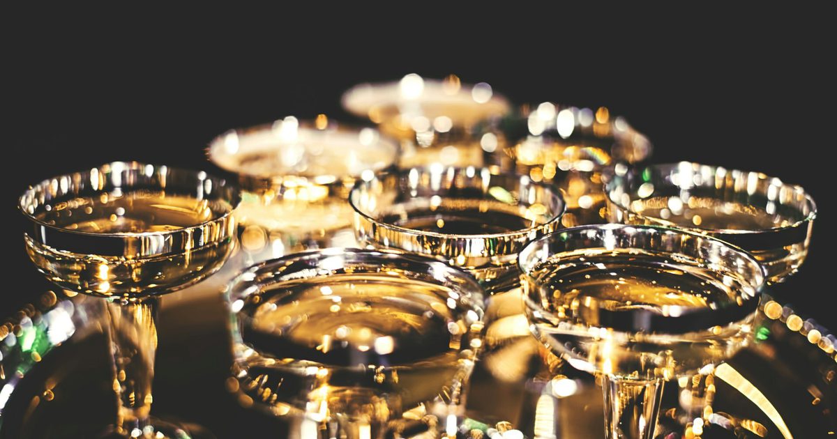 Golden glasses on a tray