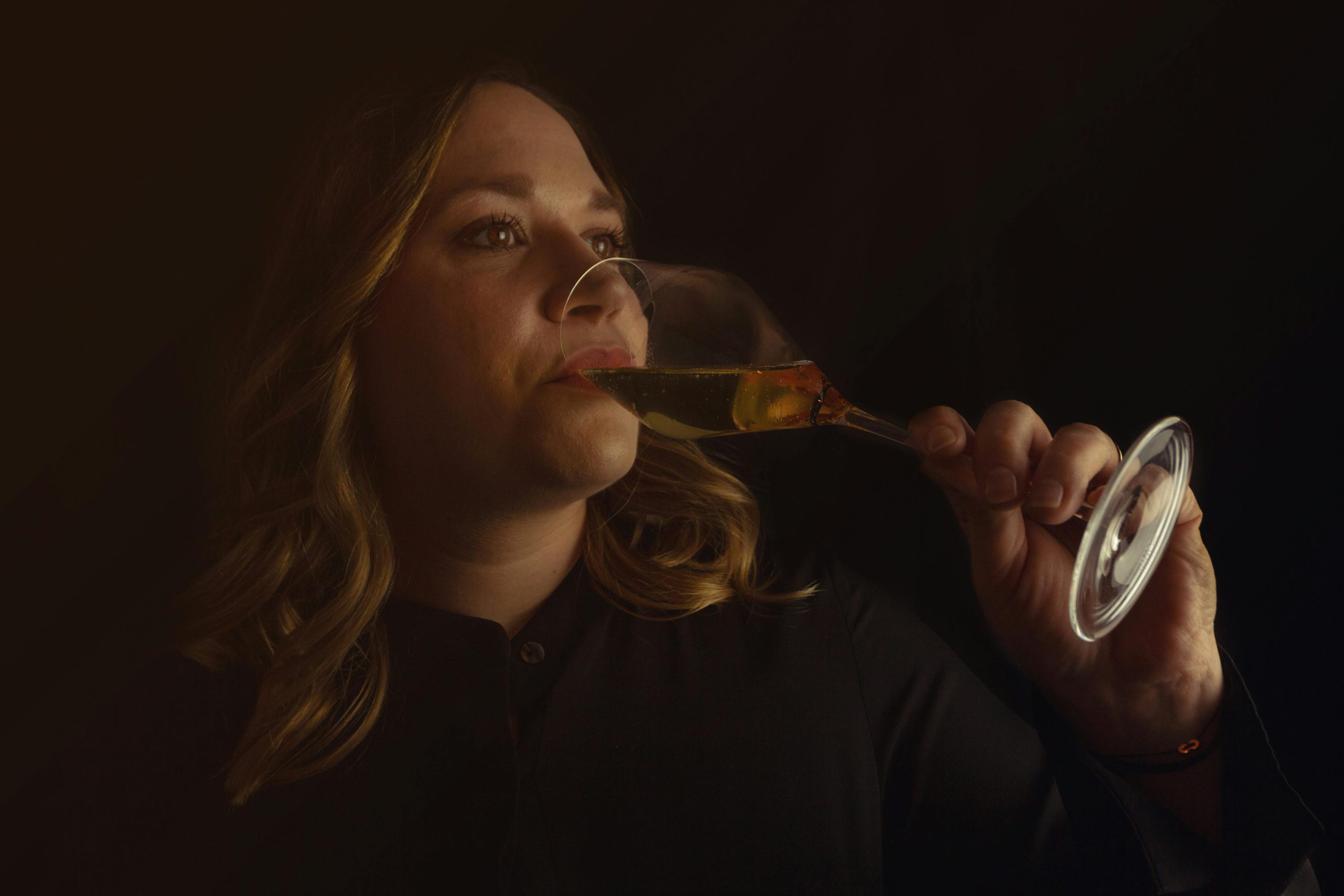 Lady sipping champagne