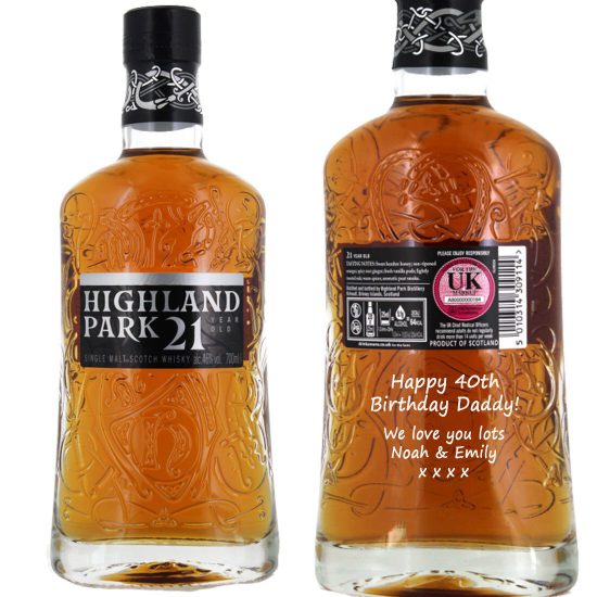 Personalised Highland Park 21 Year Old Sinle Malt Whisky