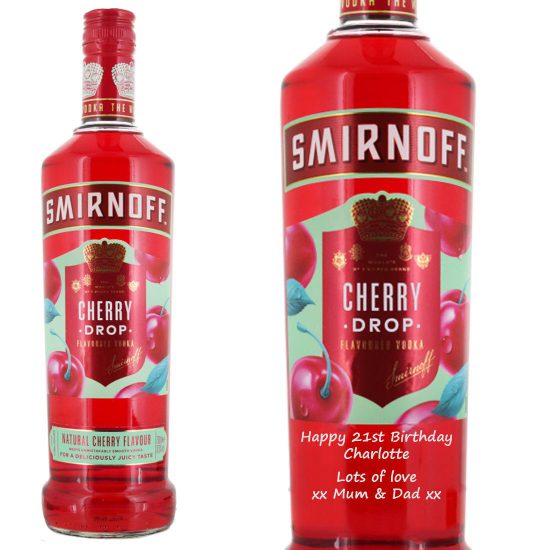 Personalised Smirnoff Cherry Drop Vodka 70cl