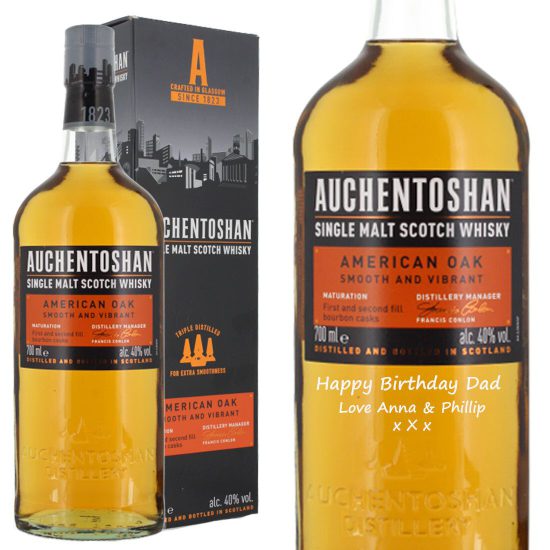 Personalised Auchentoshan American Oak Single Malt Whisky 70cl