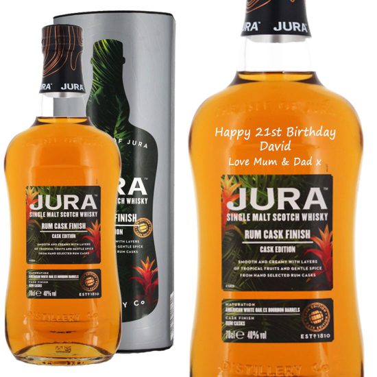 Personalised Jura Rum Cask Single Malt Whisky 70cl
