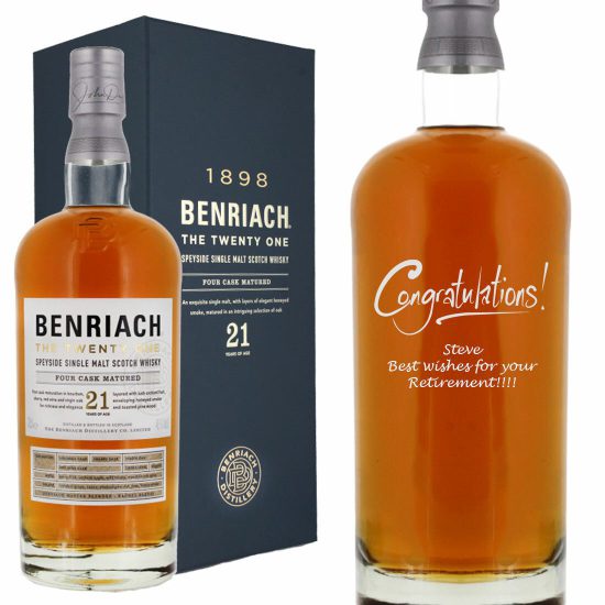 Personalised Benriach 21 Year Old Single Malt Whisky