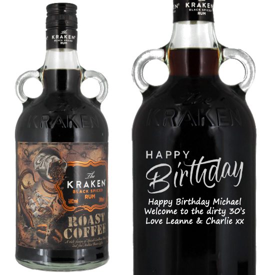 Personalised The Kraken Black Roasted Coffee Rum 70cl