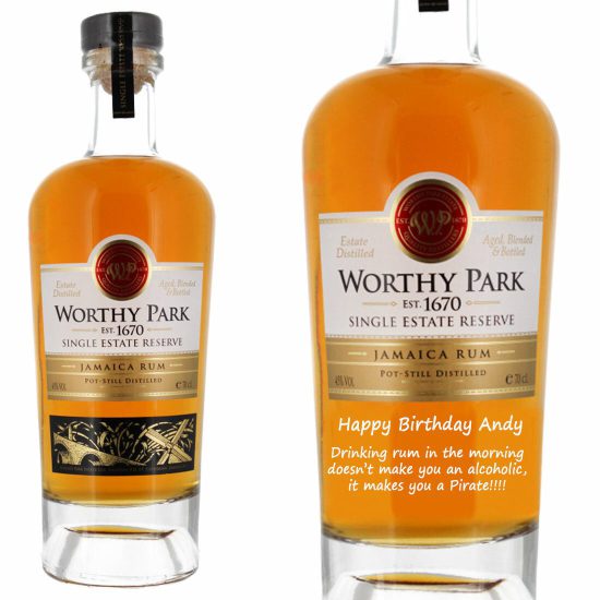 Personalised Worthy Park Single Estate Reserve Rum 70cl