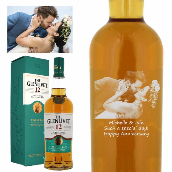 Photo Engraved Glenlivet 12 Year Old Double Oak Single Malt Whisky 70cl