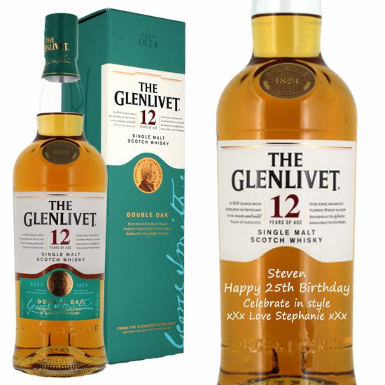Personalised Glenlivet 12 Year Old Double Oak Single Malt Whisky 70cl