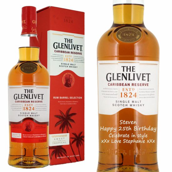 Personalised Glenlivet Caribbean Reserve Single Malt Whisky 70cl