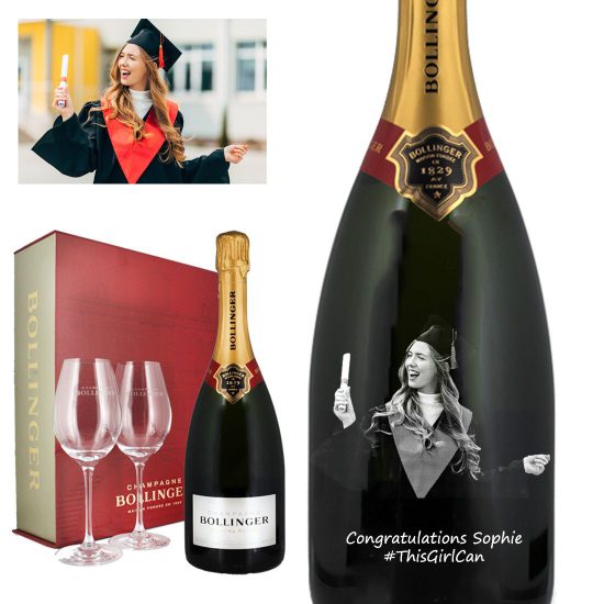 Photo Engraved Bollinger Special Cuvee Champagne Gift Set With Glasses