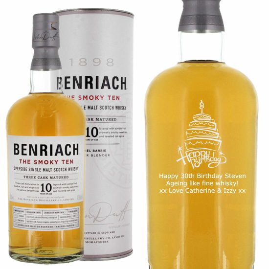 Personalised Benriach The Smokey 10 Single Malt Whisky 70cl