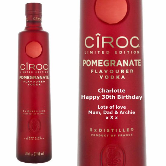 Personalised Ciroc Pomegranate Vodka 70cl