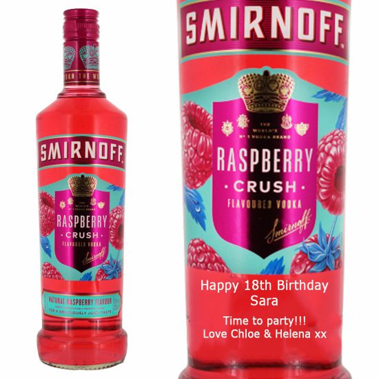 Personalised Smirnoff Raspberry Crush Vodka 70cl