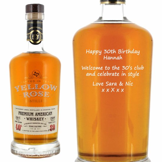 Personalised Yellow Rose Premium American Whisky 70cl