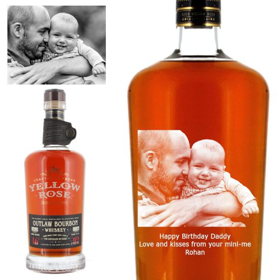 Photo Engraved Yellow Rose Outlaw Black Label Bourbon 70cl