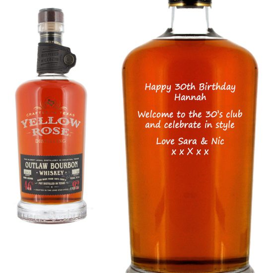 Personalised Yellow Rose Outlaw Black Label Bourbon 70cl