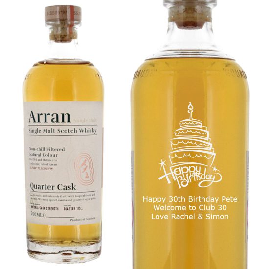 Personalised Arran Quarter Cask Single Malt Whisky 70cl