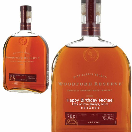 Personalised Woodford Reserve Wheat Whiskey 70cl