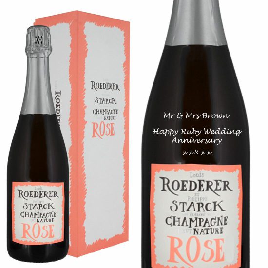 Personalised Louis Roederer Brut Nature Rose Champagne 75cl