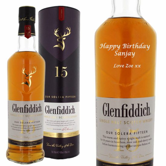 Personalised Glenfiddich 15 Year Old Single Malt Whisky 70cl