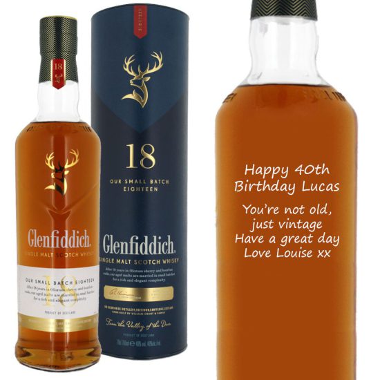 Personalised Glenfiddich 18 Year Old Single Malt Whisky 70cl