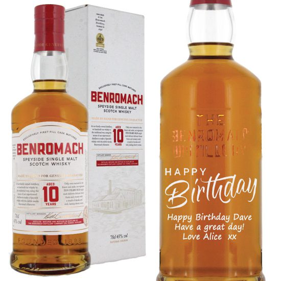 Personalised Benromach 10 Year Old Single Malt Whisky 70cl