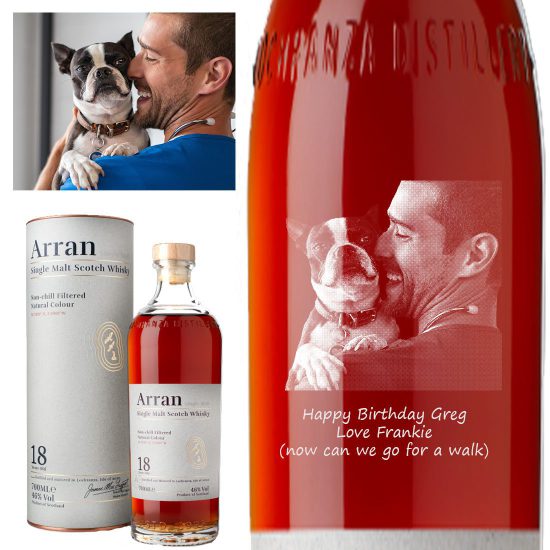 Photo Engraved Arran 18 Year Old Single Malt Whisky 70cl