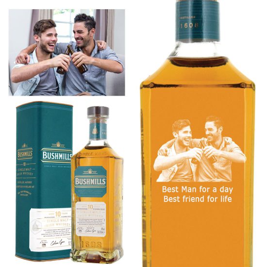 Photo Engraved Bushmills 10 Year Old Single Malt Irish Whiskey 70cl