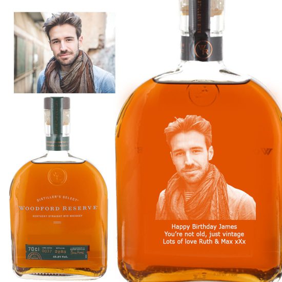 Photo Engraved Woodford Reserve Rye Whiskey 70cl
