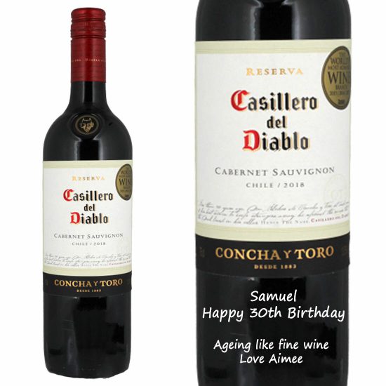 Personalised Casillero Del Diablo Cabernet Sauvignon 75cl
