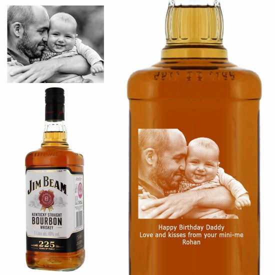 Photo Engraved Jim Beam White Label 70cl