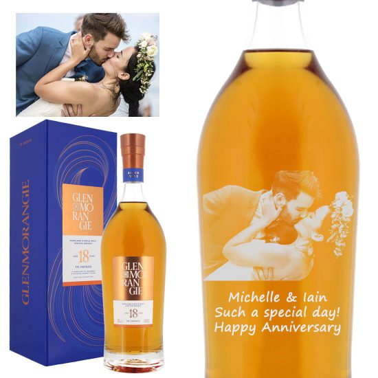 Photo Engraved Glenmorangie 18 Year Old Single Malt Whisky 70cl
