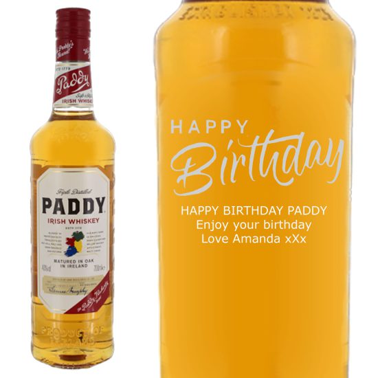 Personalised Paddy Blended Irish Whiskey 70cl