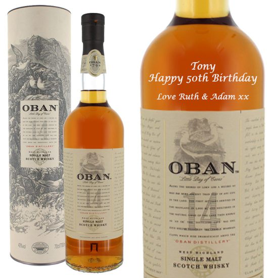 Personalised Oban 14 Year Old Single Malt Whisky 70cl