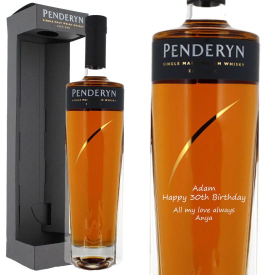 Personalised Penderyn Rich Oak Welsh Whisky 70cl