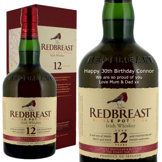 Personalised Redbreast 12 Year Old Irish Whiskey 70cl
