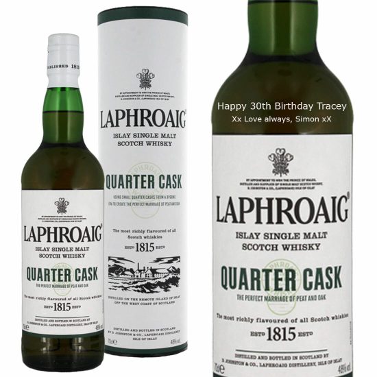 Personalised Laphroaig Quarter Cask Single Malt Whisky 70cl