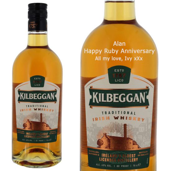 Personalised Kilbeggan Blended Irish Whiskey 70cl