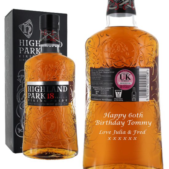Personalised Highland Park 18 Year Old Single Malt Whisky 70cl