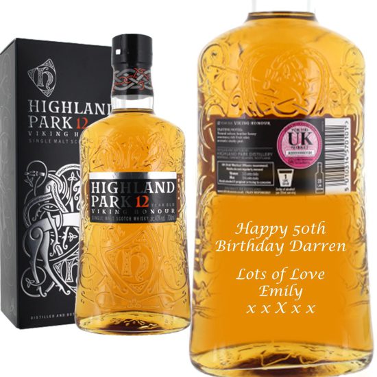 Personalised Highland Park 12 Year Old Single Malt Whisky 70cl