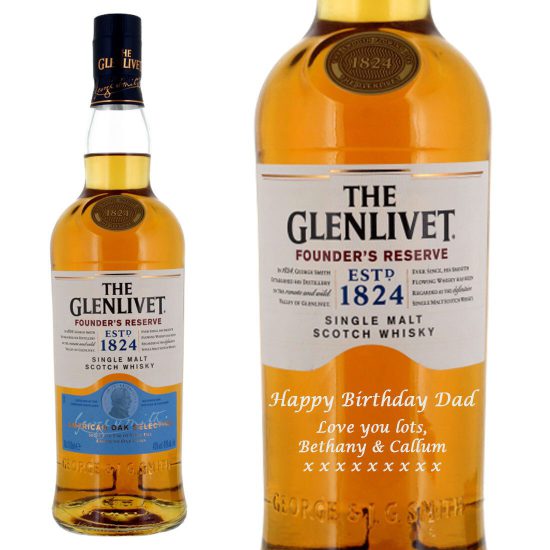 Personalised Glenlivet Founders Reserve Single Malt Whisky 70cl
