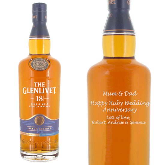 Personalised Glenlivet 18 Year Old Single Malt Whisky 70cl