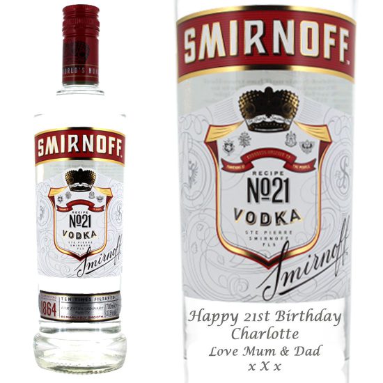 Personalised Smirnoff Red Vodka 70cl