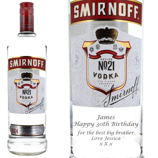 Personalised Smirnoff Red Vodka 100cl
