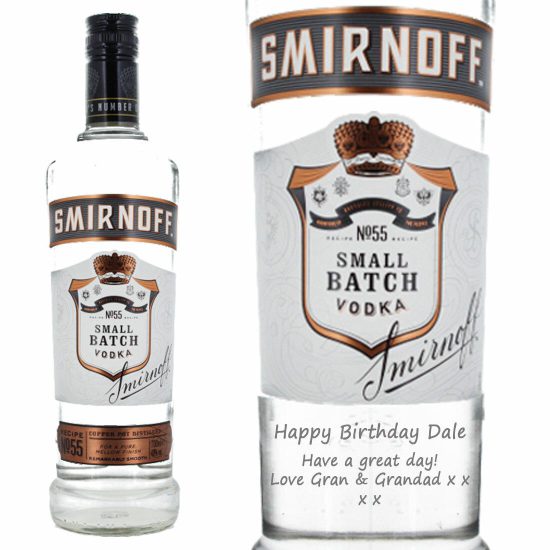 Personalised Smirnoff Black Vodka 70cl