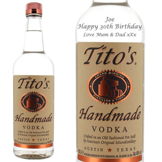 Personalised Tito's Handcrafted Corn Vodka 70cl
