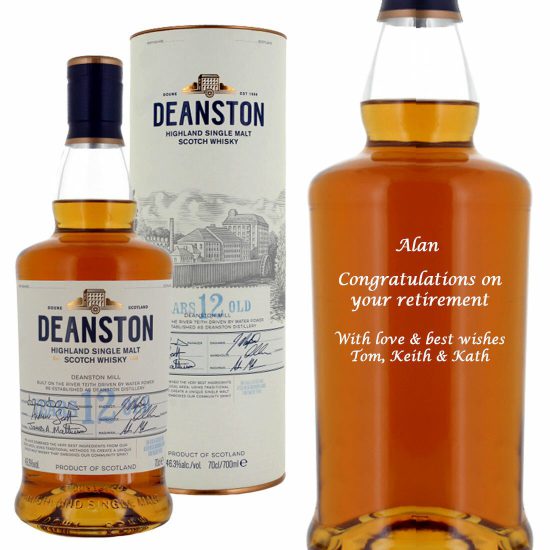 Personalised Deanston 12 Year Old Single Malt Whisky 70cl