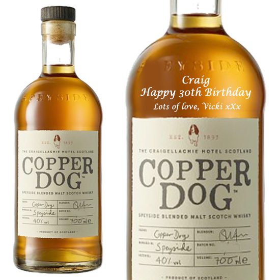 Personalised Copper Dog Blended Malt Whisky 70cl