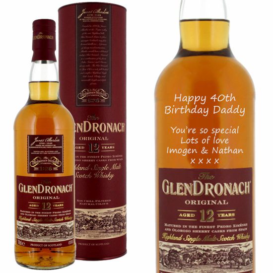Personalised Glendronach 12 Year Old Single Malt Whisky 70cl